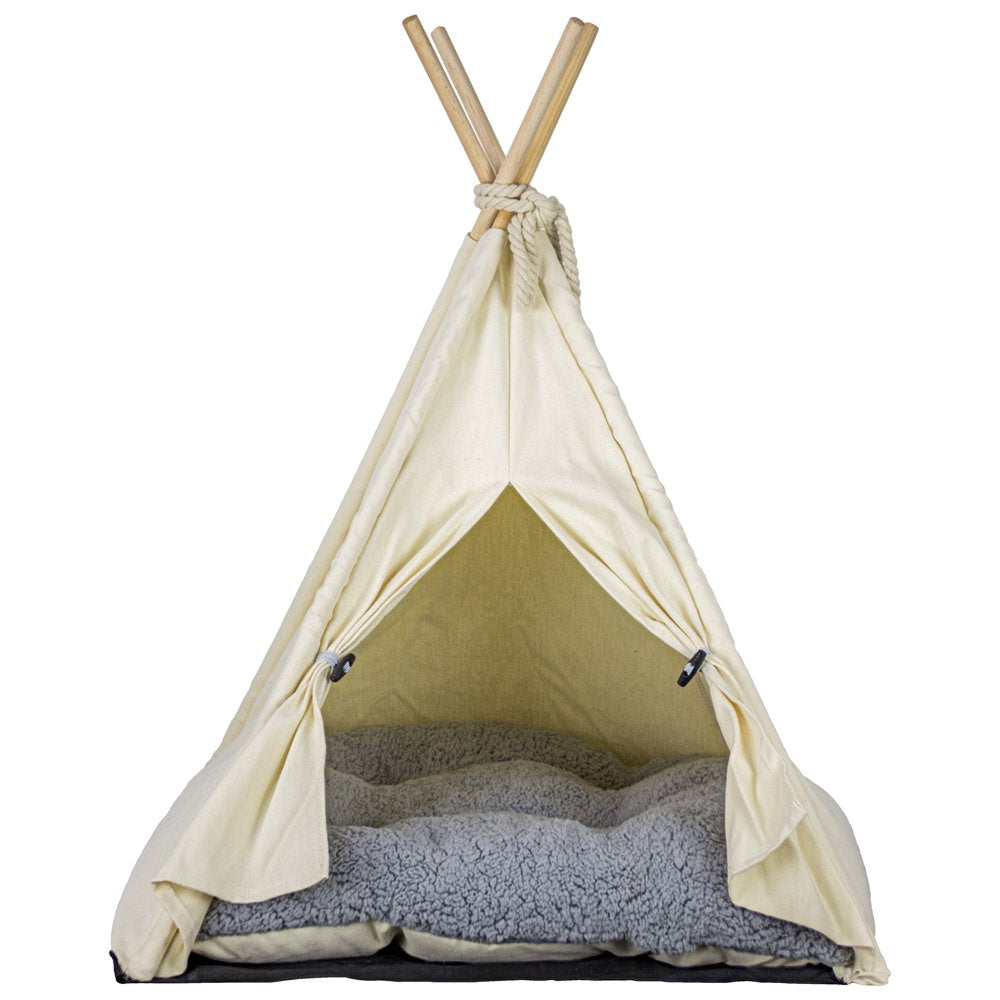 American Art Decor Pet Teepee Portable Dog & Cat Bed with Cushion - Beige Animals & Pet Supplies > Pet Supplies > Cat Supplies > Cat Beds Crystal Art Gallery   