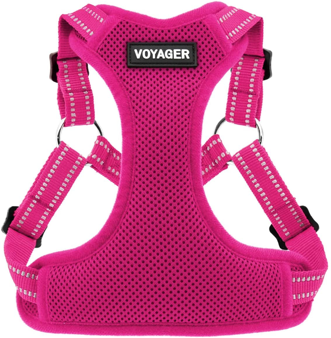 Best Pet Supplies Voyager Adjustable Dog Harness with Reflective Stripes for Walking, Jogging, Heavy-Duty Full Body No Pull Vest with Leash D-Ring, Breathable All-Weather - Harness (Red), M Animals & Pet Supplies > Pet Supplies > Dog Supplies > Dog Apparel Best Pet Supplies, Inc. Fuchsia (Matching Trim) M (Chest: 17 - 21") 