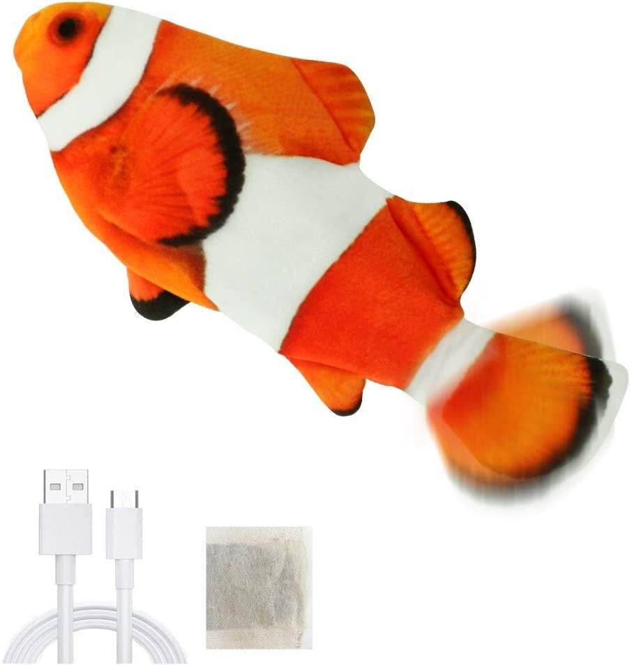 Welltop Electric Toy Fish for Cat Interactive Toy USB Electric Plush Fish Kicker,With Catnip, Funny Cat Chew Toy for Teeth Cleaning Animals & Pet Supplies > Pet Supplies > Cat Supplies > Cat Toys Welltop nemo  