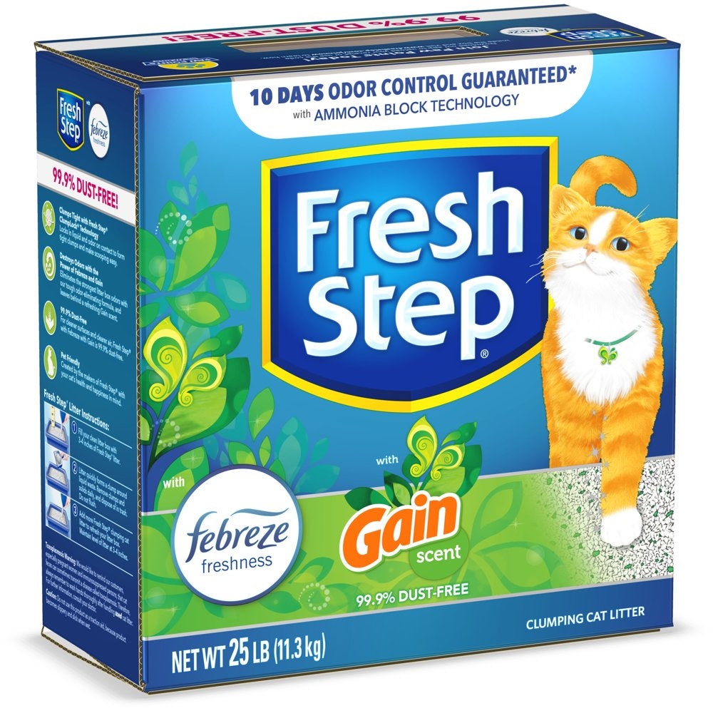 Fresh Step Clumping Cat Litter with the Power of Febreze Freshness and Refreshing Gain Scent - 25 Pounds