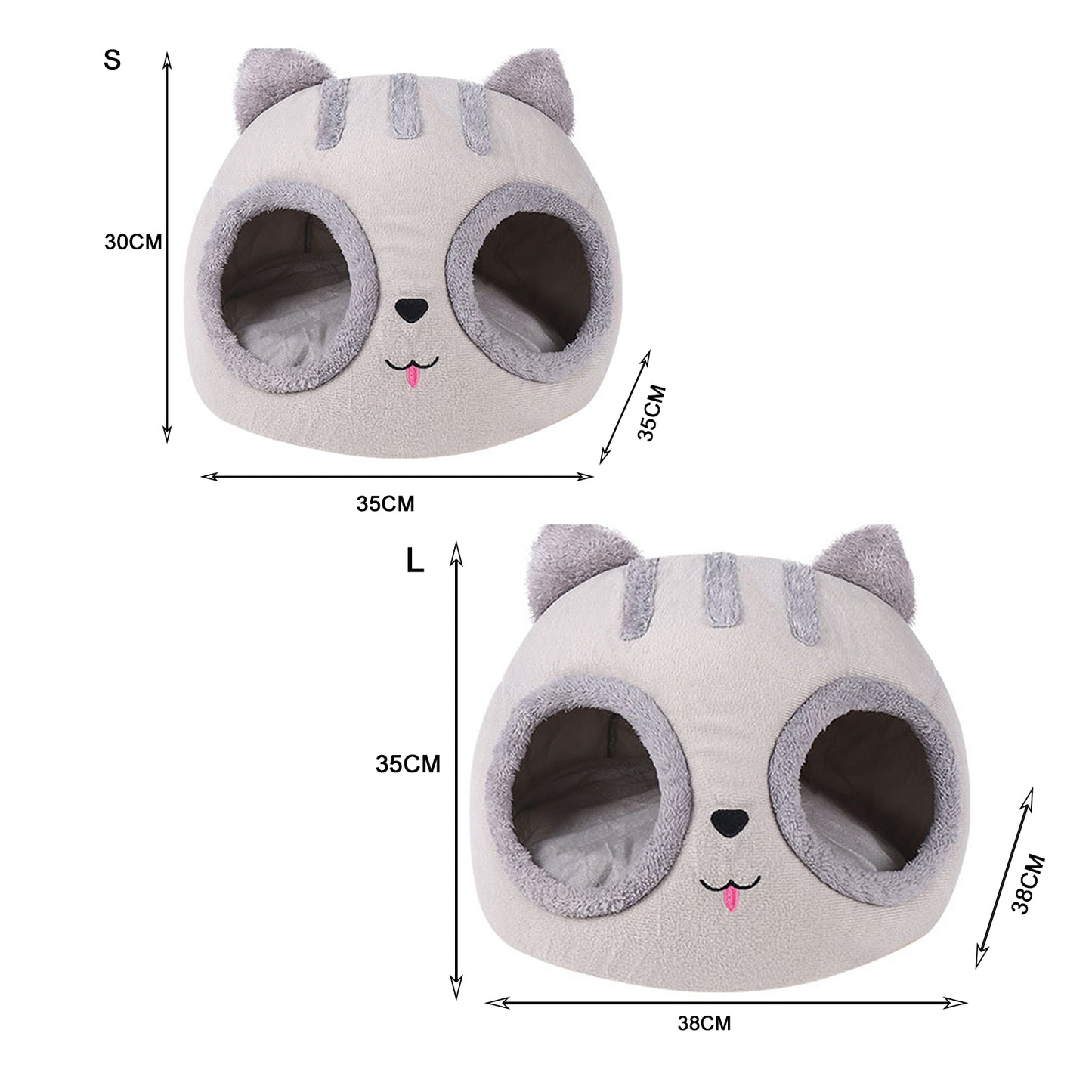 Sijiali Kitty Bed House Semi-Closed Detachable Comfortable Kitty Shaped Cat Nest for Pet