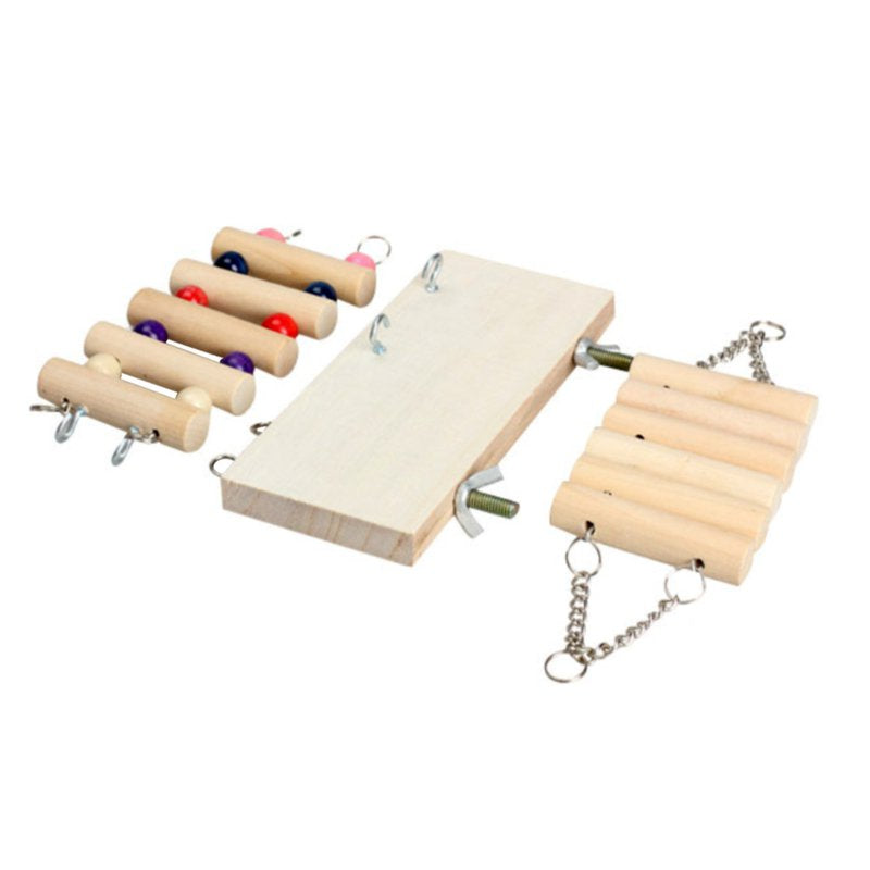 Walbest Parrot Toy Set,3Pcs/Set Wooden Springboard Ladder Swing Stand Toy Parrots Birds Cage Accessory Animals & Pet Supplies > Pet Supplies > Bird Supplies > Bird Cage Accessories Walbest   