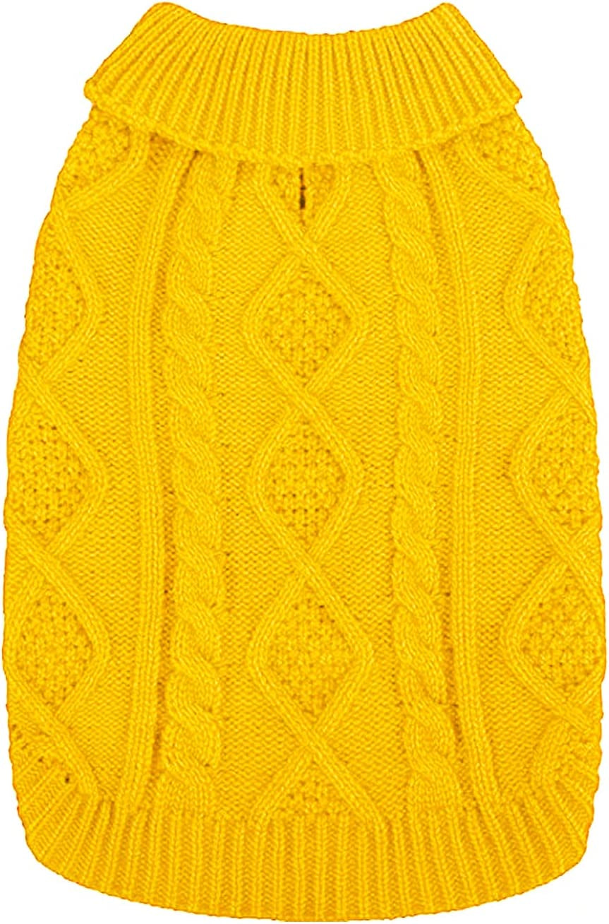 Dog Sweater - Classic Turtleneck Knitted Cable Knit Dog Jumper Coat, Warm Pet Winter Clothes Outfits for Pet Dogs Cats Puppy Kitty in Cold Season (Yellow, Medium) Animals & Pet Supplies > Pet Supplies > Dog Supplies > Dog Apparel Bwealth   