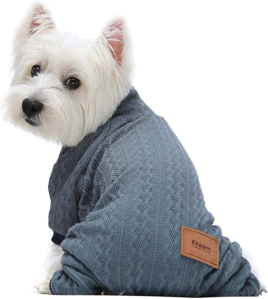 Fitwarm Turtleneck Knitted Dog Sweaters Winter Outfits Pet Coats Cat Clothes Blue Small Animals & Pet Supplies > Pet Supplies > Dog Supplies > Dog Apparel Fitwarm Blue X-Large 