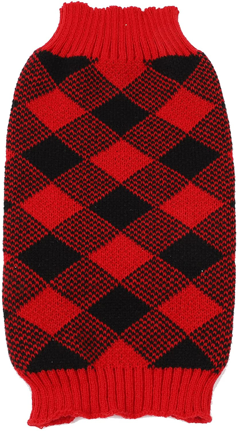 HAPEE Christmas Dog Sweaters for Small Dogs, Argyle Winter Xmas Pet Clothes Animals & Pet Supplies > Pet Supplies > Dog Supplies > Dog Apparel MPT.Co.Ltd A04-Xmas Red S (Back Length 10") 