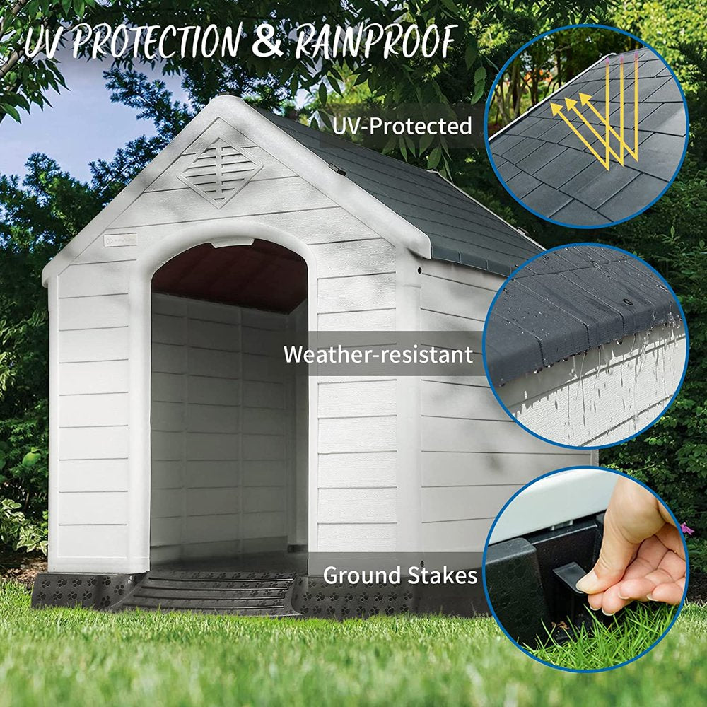 Waleaf Plastic Dog House Outdoor Indoor for Small Medium Larige Dogs,Waterproof Dog Houses with Elevated Floor and Air Vents,Durable Ventilate & Easy Clean and Assemble Animals & Pet Supplies > Pet Supplies > Dog Supplies > Dog Houses Vitesse   