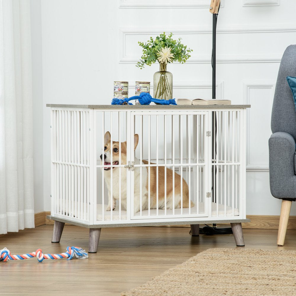 Pawhut Furniture Style Dog Cage House W/ Soft Cushion for Small Medium Dog, Grey Animals & Pet Supplies > Pet Supplies > Dog Supplies > Dog Houses Aosom LLC   