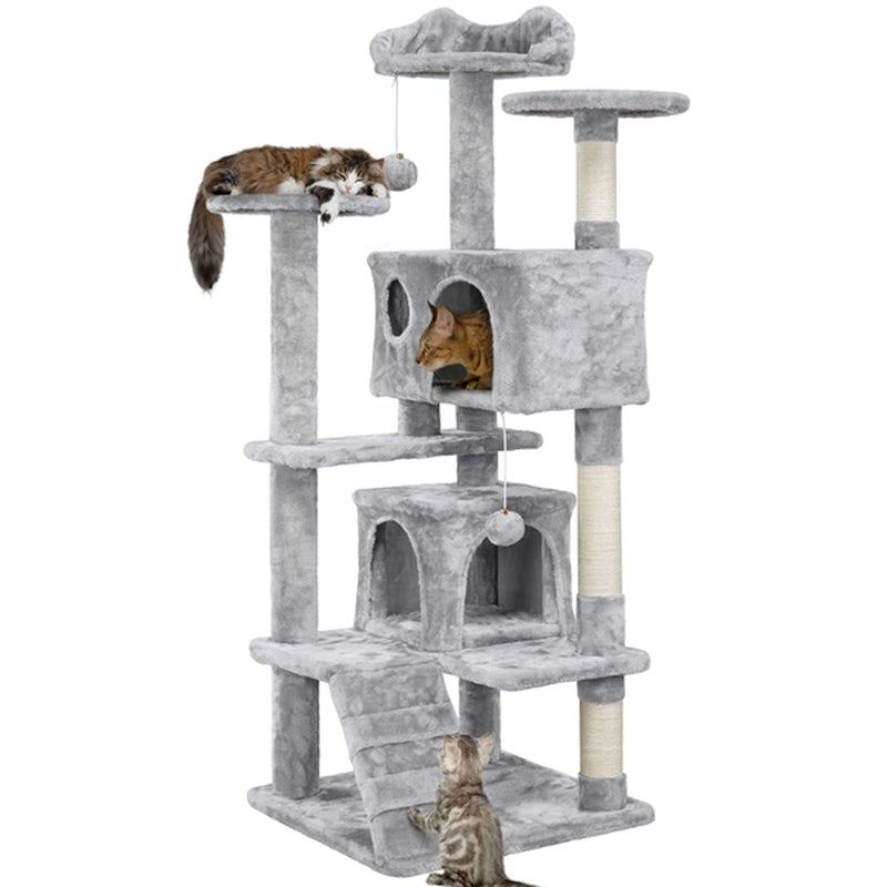 Easyfashion 54.5"H Cat Tree Tower Condo Scratching Post Kitten Furniture Dark Gray Animals & Pet Supplies > Pet Supplies > Cat Supplies > Cat Furniture Easyfashion Gray  