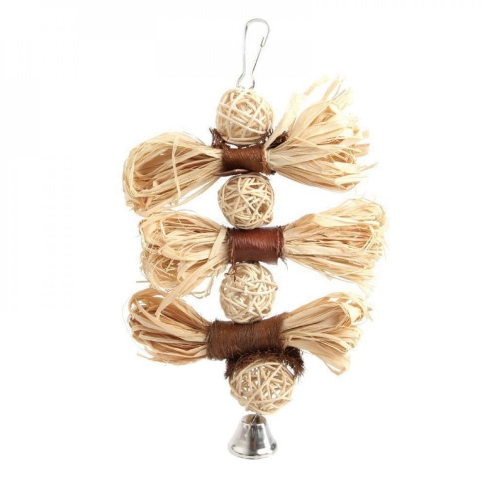 Newway Natural Wooden Grass Pet Parakeet Chewing Toy Parrot Bird Bites Swing Ball Loofah Vine Balls Cage Bird Hanging Accessories Animals & Pet Supplies > Pet Supplies > Bird Supplies > Bird Cage Accessories NewWay   