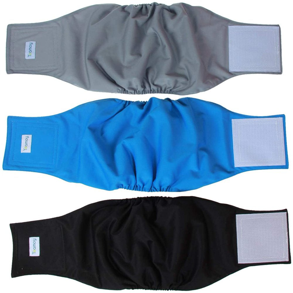 Reusable Wrap Diapers for Male Dogs, Washable Puppy Belly Band Pack of 3 (L2, 20"-24" Waist, Black+ Gray+ Lake Blue) Animals & Pet Supplies > Pet Supplies > Dog Supplies > Dog Diaper Pads & Liners Home Décor   