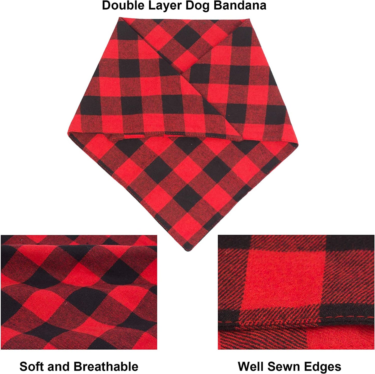 ADOGGYGO Christmas Dog Bandana Classic Buffalo Plaid Pet Bandana Triangle Bibs Kerchief Red Green Plaid Dog Scarfs for Small Medium Large Dogs Cats Pet (L, Red & Red) Animals & Pet Supplies > Pet Supplies > Dog Supplies > Dog Apparel ADOGGYGO   