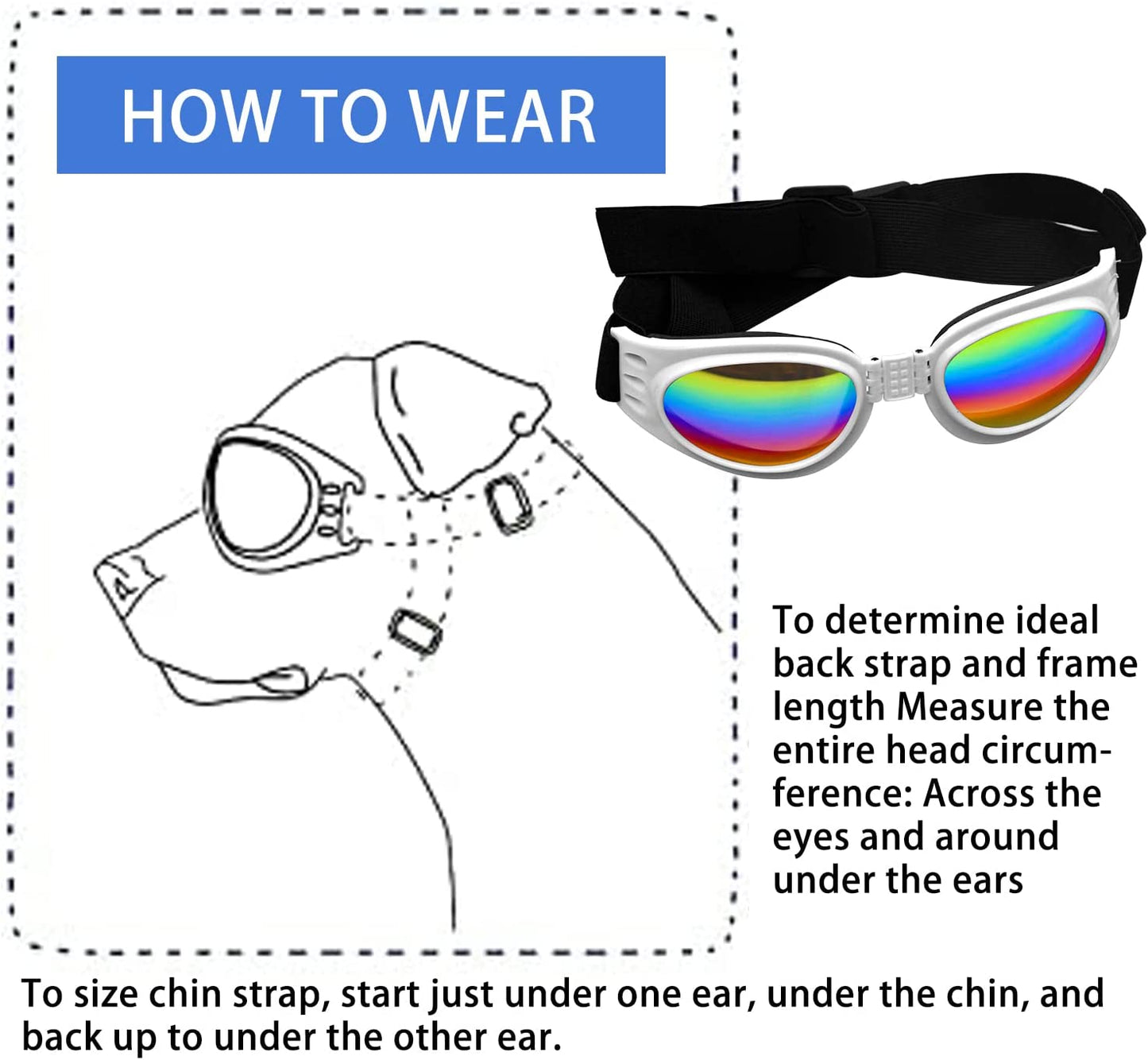 Dog Sunglasses,Dog Goggles with Adjustable Band Pet Glasses Waterproof Goggles for Dogs Windproof Snowproof Dog UV Sunglasses for Dogs Doggy Pet Animals & Pet Supplies > Pet Supplies > Dog Supplies > Dog Apparel Acooruiteng   