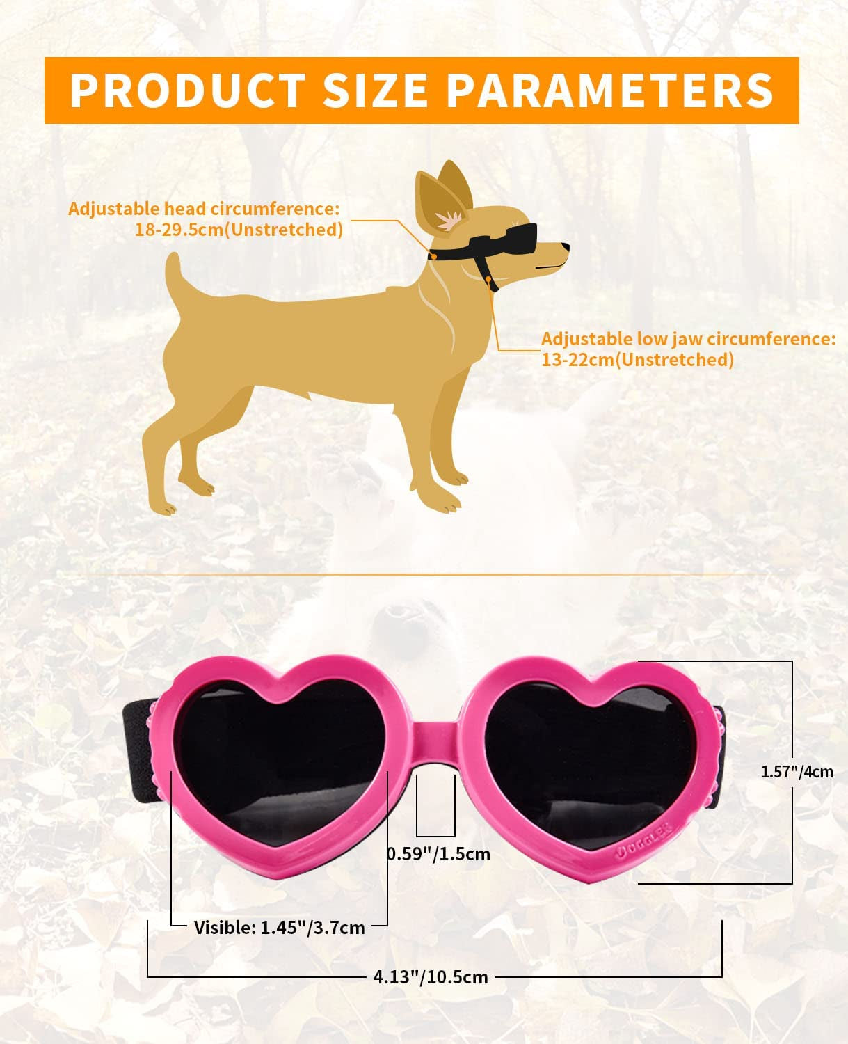 Suxible Dog Goggles Small Breed Dog Sunglasses, UV Protection Heart Shape Dog Sunglasses with Adjustable Strap, Waterproof Goggles for Dogs Doggy Pet Puppy Sun Glasses Doggie Windproof Glasses-Pink Animals & Pet Supplies > Pet Supplies > Dog Supplies > Dog Apparel Suxible   