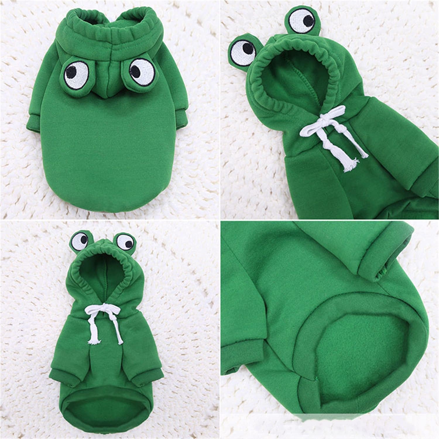 Frieyss Cute Green Dog Hoodie Clothes Costume Dog Fleece Sweater for Dogs Puppy Coat Dog Warm Clothe (Green, X-Small) Animals & Pet Supplies > Pet Supplies > Dog Supplies > Dog Apparel Frieyss   