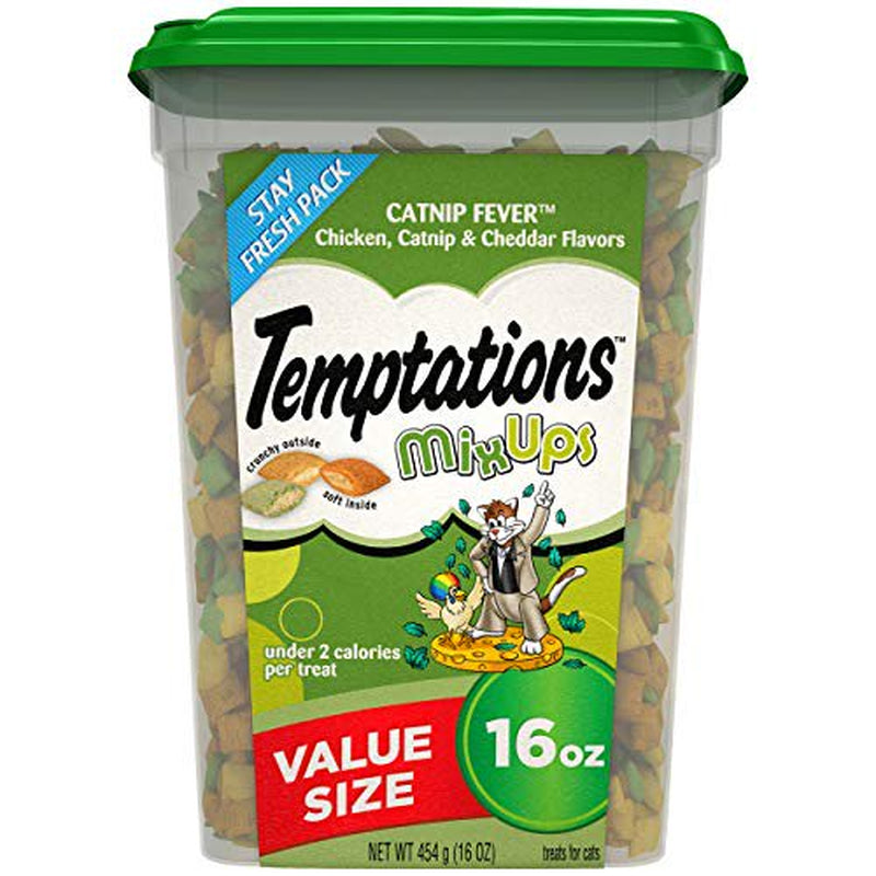 Temptations Mixups Crunchy and Soft Cat Treats Catnip Fever Flavor, 16 Oz Tub