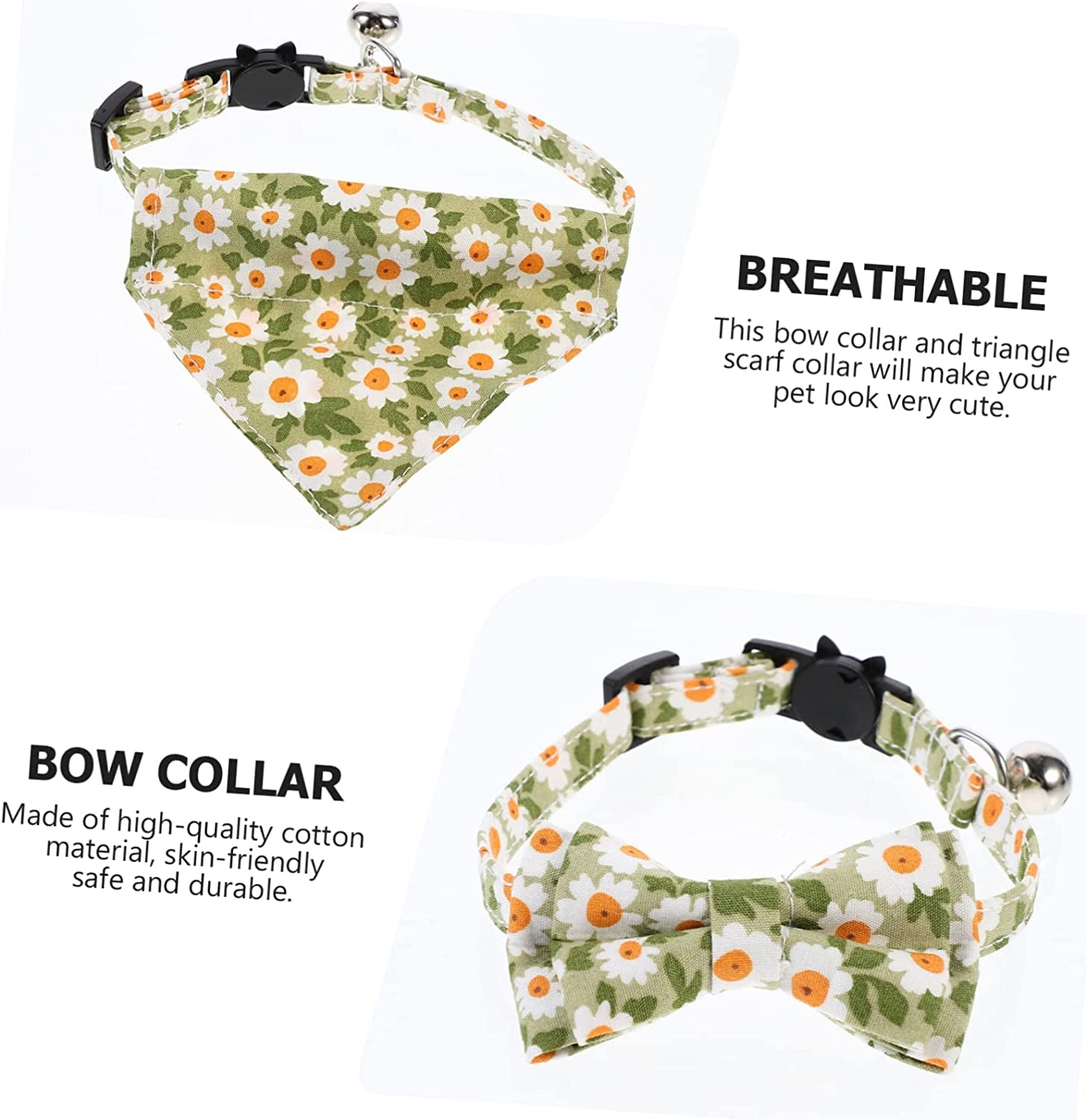 Mipcase 2Pcs Bell Necktie Bells Cat Outfit Bibs Triangle Flower Bowtie Collars Collar Party Tie Spring Bowties Bows Bandana Summer Festival Dog Daisy Pet for Neckties with Neckwear Photo Animals & Pet Supplies > Pet Supplies > Dog Supplies > Dog Apparel Mipcase   