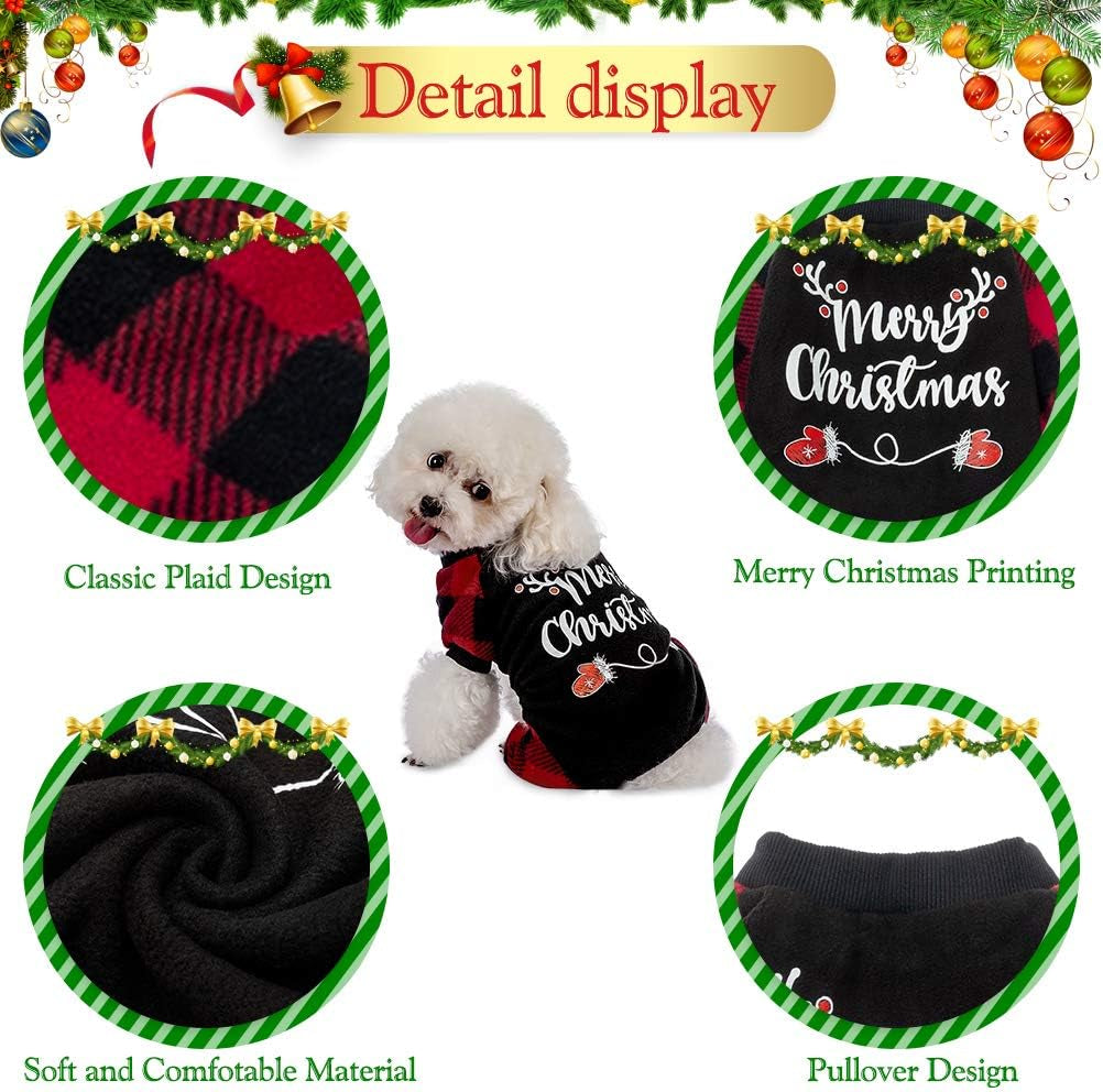 Christmas Dog Pajamas - Soft Comfortable Dog Sweater Warm Pet Winter Clothes Classic Plaid Puppy Pajamas, Medium Animals & Pet Supplies > Pet Supplies > Dog Supplies > Dog Apparel MR. Eazy   