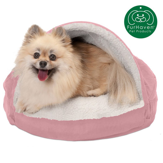 Furhaven Pet Products Orthopedic Faux Sheepskin Snuggery Burrow Pet Bed for Dogs & Cats, Pink, 18-Inch Animals & Pet Supplies > Pet Supplies > Cat Supplies > Cat Beds FurHaven Pet 18" Base Pink 