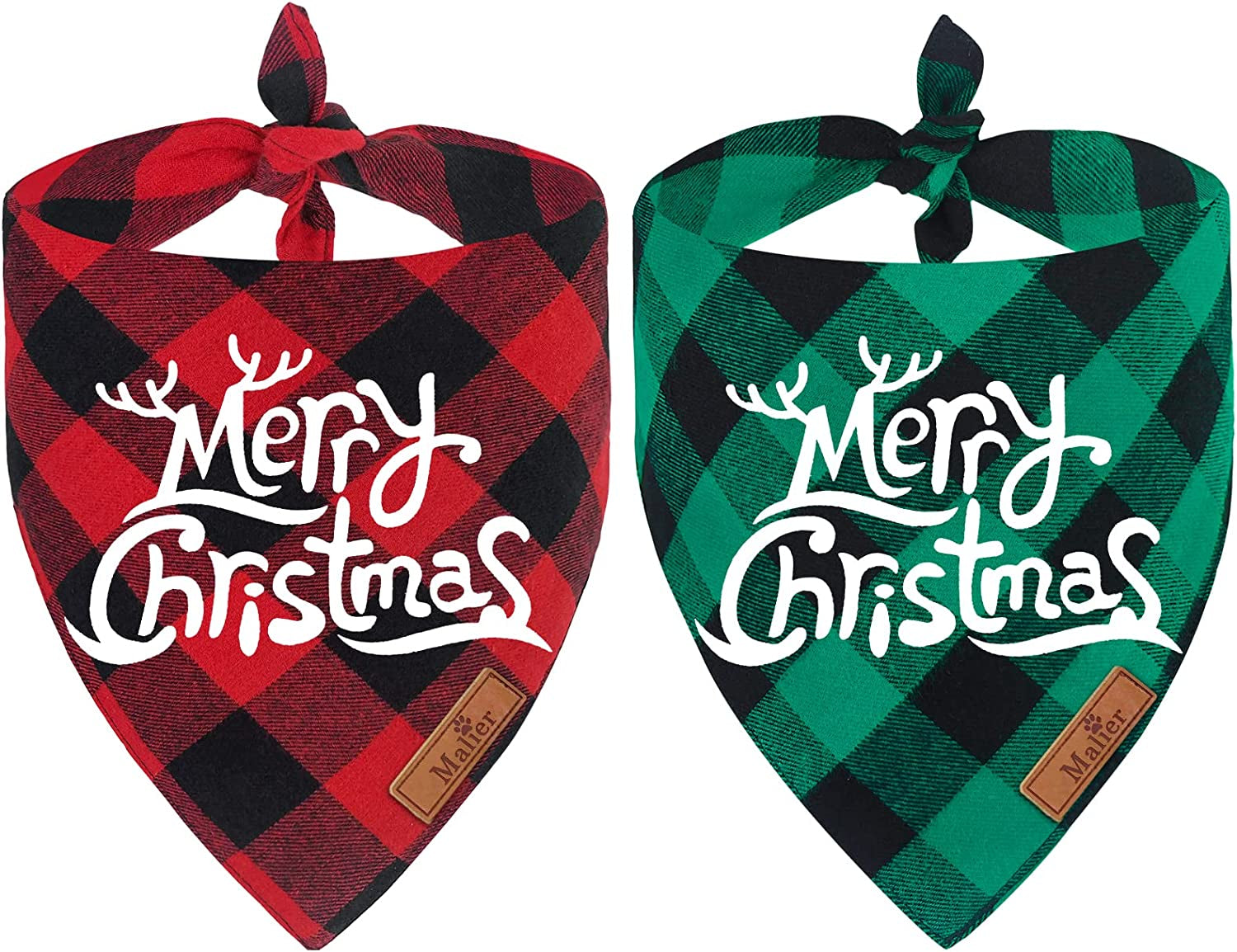 Malier 2 Pack Dog Bandana Christmas Classic Buffalo Plaid Pets Scarf Triangle Bibs Kerchief Set Pet Costume Accessories Decoration for Small Medium Large Dogs Cats Pets (Large) Animals & Pet Supplies > Pet Supplies > Dog Supplies > Dog Apparel Malier Red and Green X-Large 