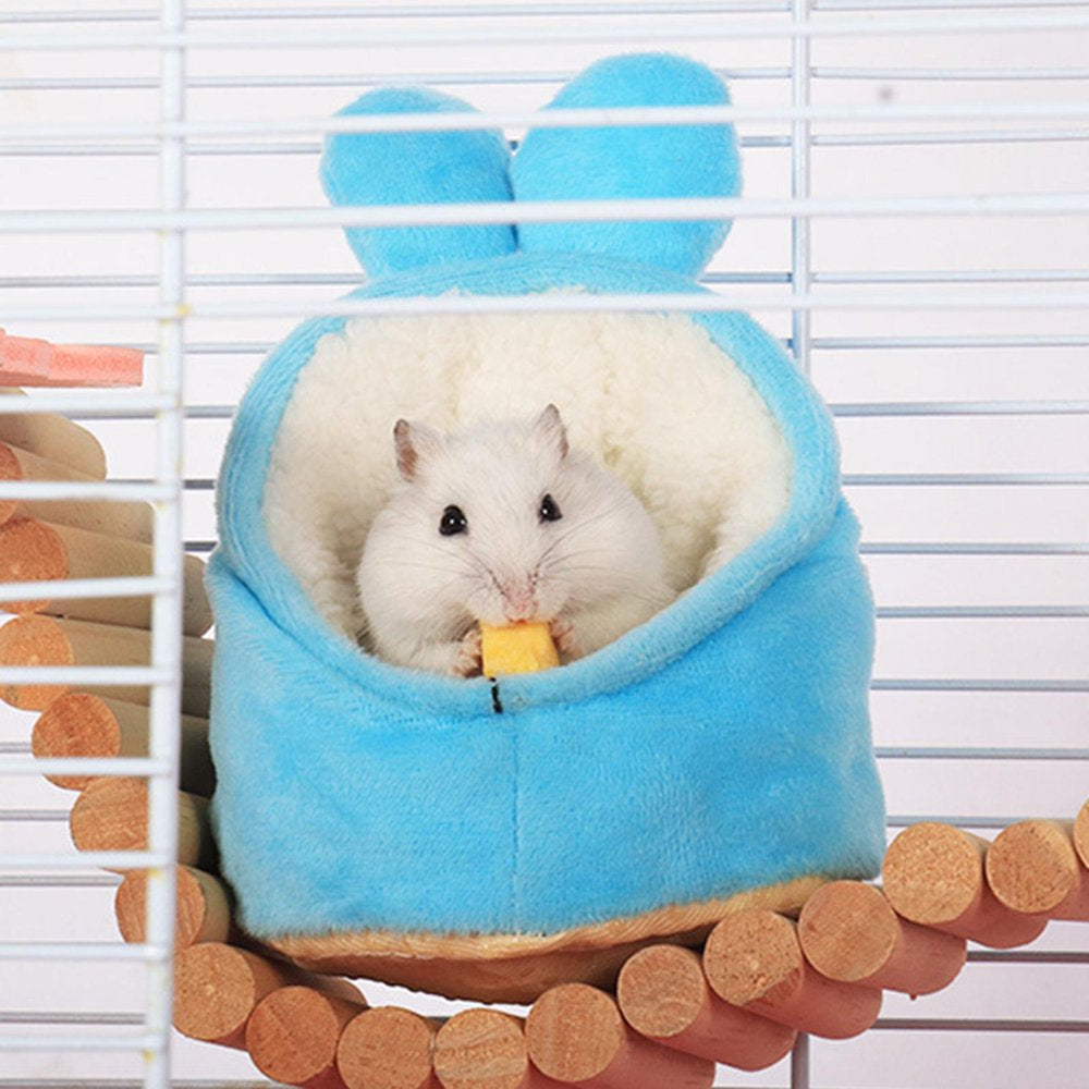 Small Animals Guinea Mini Bed Warm Hamster House Bedding Basket Cloth Cozy Accessories Sleeping Bag for Bunny Outdoor Squirrel Rabbit , White Animals & Pet Supplies > Pet Supplies > Small Animal Supplies > Small Animal Bedding perfeclan Blue  