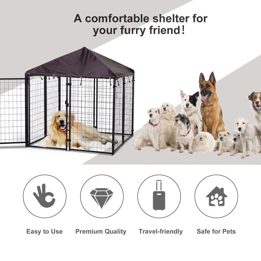 Pawhut Lockable Dog House Kennel with Water-Resistant Roof for Small and Medium Sized Pets, 4.7' X 4.7' X 5' Animals & Pet Supplies > Pet Supplies > Dog Supplies > Dog Kennels & Runs Aosom LLC   