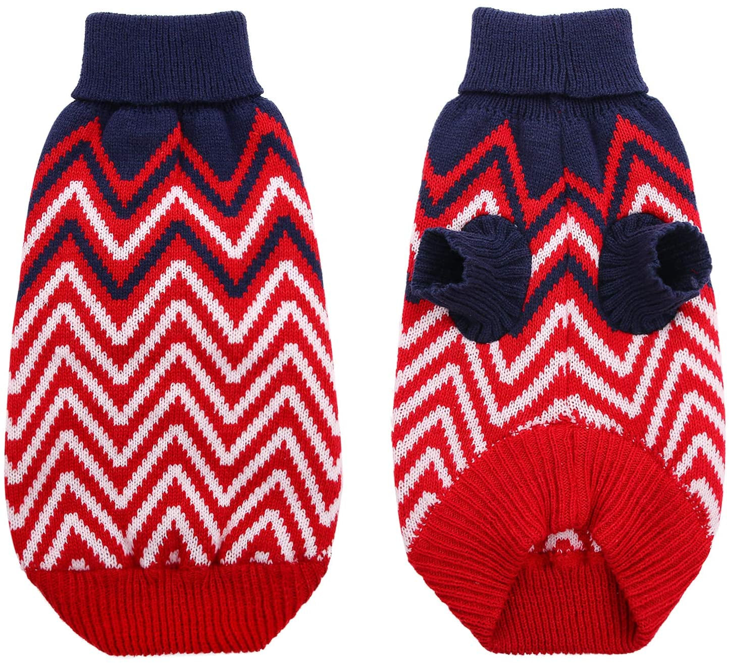 Queenmore Dog Christmas Stripe Sweater, Winter Turtleneck Warm Pullover Knit Sweater, Pet Thick Knitwear for Small, Medium Dogs (Geen, M Animals & Pet Supplies > Pet Supplies > Dog Supplies > Dog Apparel Queenmore Red X-Small 