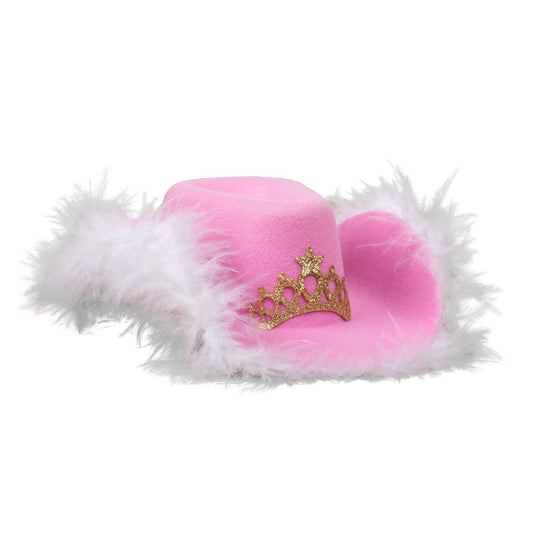 Doggy Parton, Dog Clothes, Cowgirl Dog or Cat Hat with Tiara, Pink, XS/S