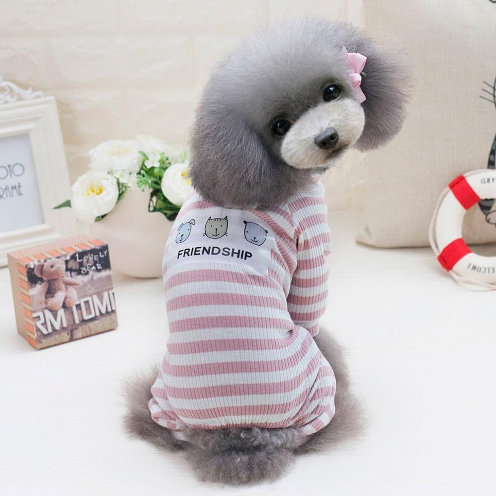 ZUNEA Cozy Soft Cotton Pet Puppy Small Dog Winter Pajamas Jumpsuit Sweatshirt Outfits Stripe Doggie Sleep Clothes Apparel Pink M Animals & Pet Supplies > Pet Supplies > Dog Supplies > Dog Apparel ZUNEA   