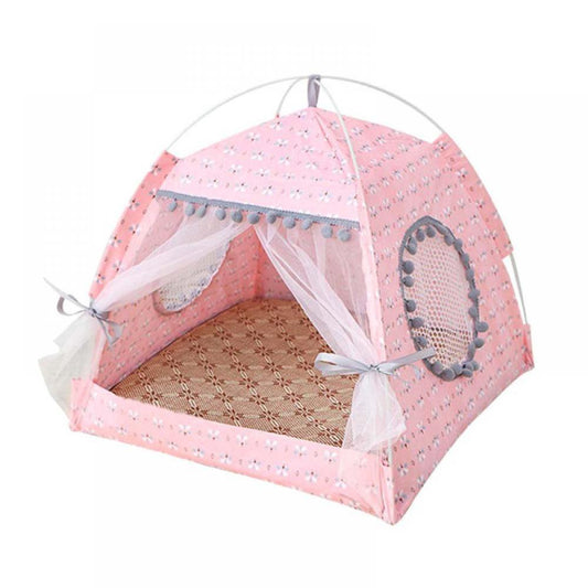 Stibadium Pet Tent Cave Bed for Cat Small Dog, with Removable Washable Cushion Pillow, Portable Folding Cat Tent Kitten Bed Cat Hut Microfiber Cozy Cave, S-XL Animals & Pet Supplies > Pet Supplies > Cat Supplies > Cat Beds Stibadium L Floral Pink 