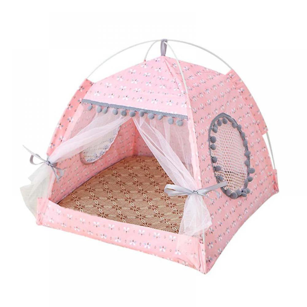 Stibadium Pets Tent House Portable Washable Breathable Outdoor Indoor Kennel Small Dogs Accessories Bed Playpen Pets Products Four Seasons Animals & Pet Supplies > Pet Supplies > Dog Supplies > Dog Houses Stibadium M Floral pink 