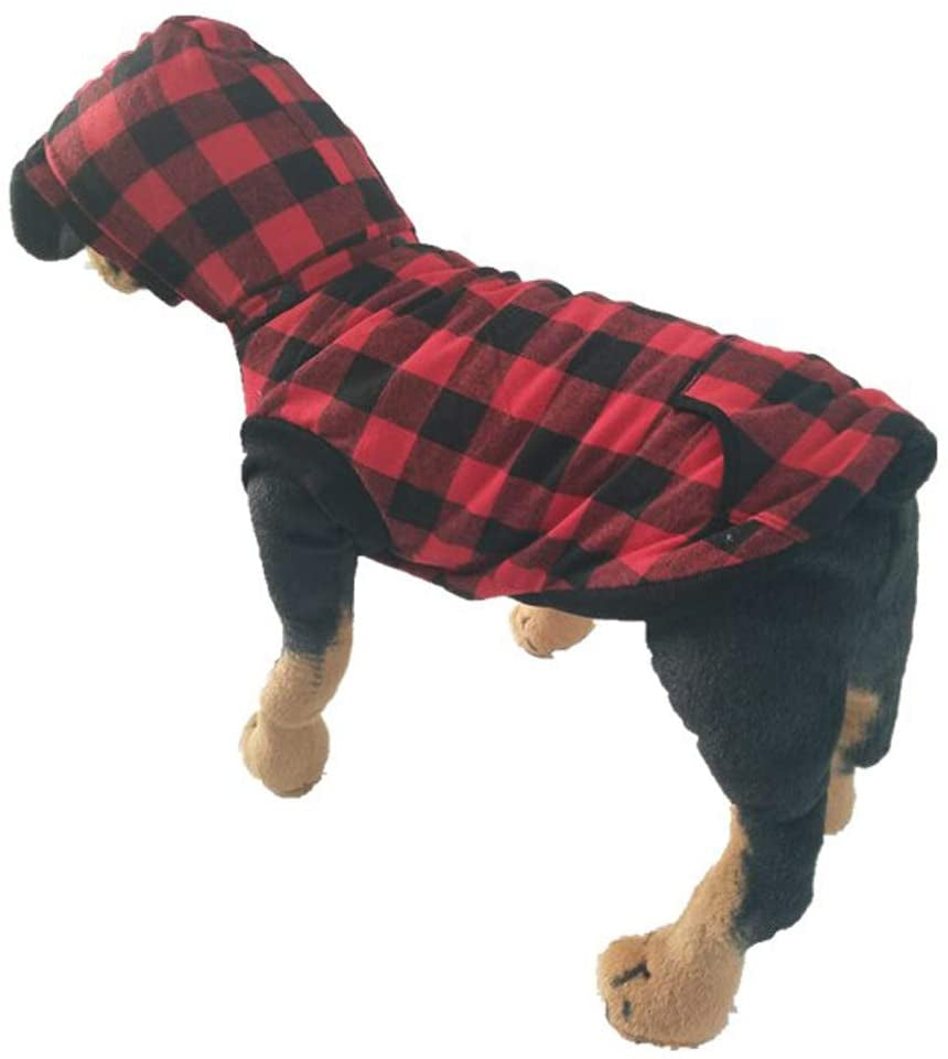 Rantow Windproof Pet Dog Jacket Winter Coat Detachable Hat Cold Weather Dog Vest Red Plaid/Blue Plaid Puppy Hoodie Sweater Clothing Outfits (L, Red Plaid) Animals & Pet Supplies > Pet Supplies > Dog Supplies > Dog Apparel Rantow   