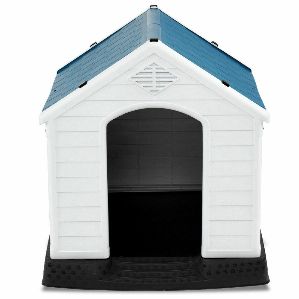Gymax Plastic Dog House Pet Puppy Shelter Waterproof Indoor/Outdoor Ventilate Blue