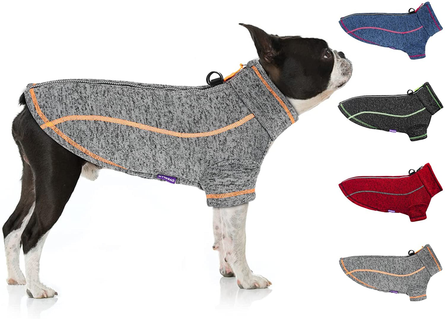 Cyeollo Dog Fleece Jacket Step in Reflective Dog Coats with D Ring Zipper up Dog Clothes Sweaters for Small Dogs Grey Animals & Pet Supplies > Pet Supplies > Dog Supplies > Dog Apparel cyeollo Grey XL-Chest (20"-23") 