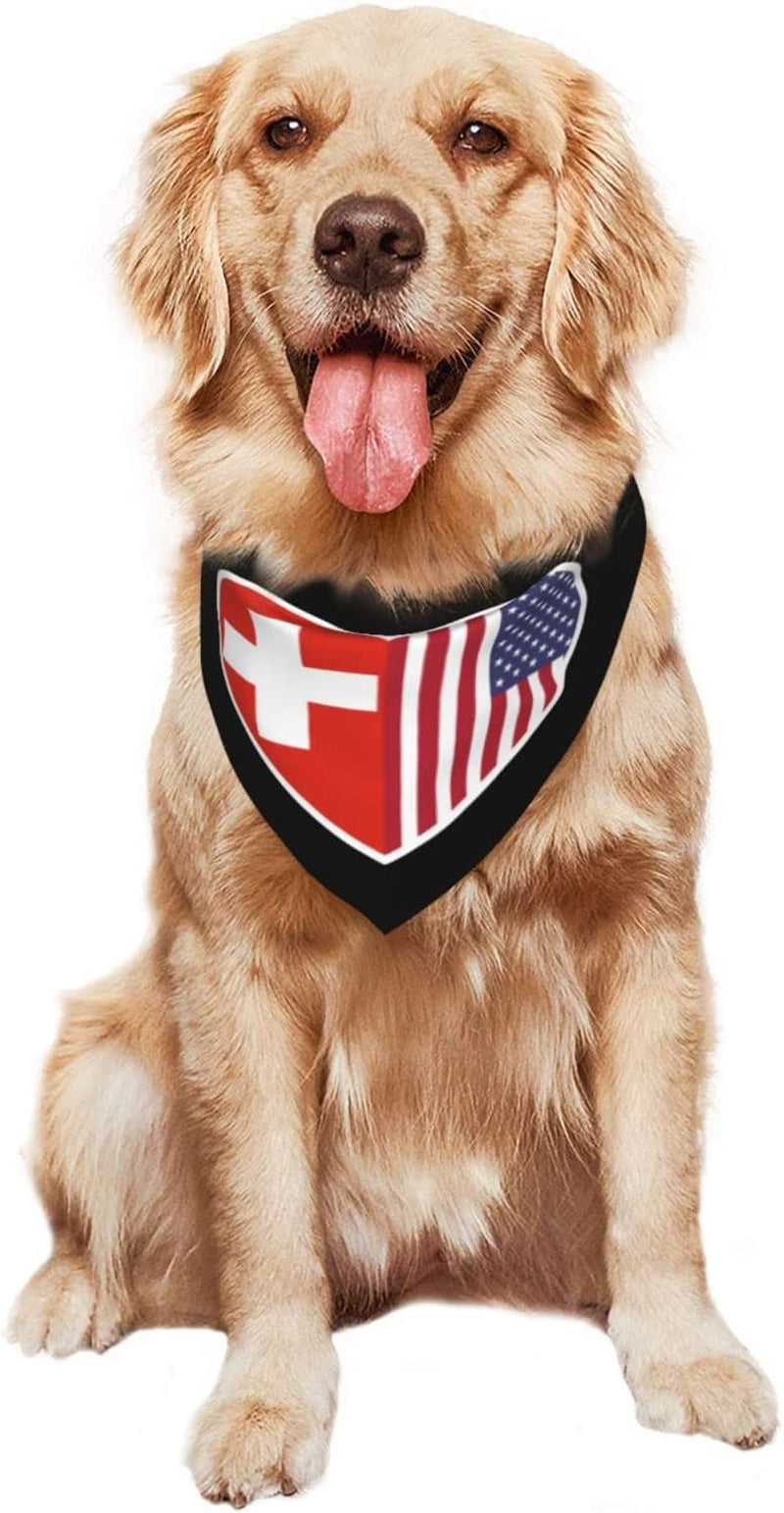 POOEDSO I Love America and Switzerland Pantone Dog Scarf Triangular Adjustable for Small Medium Large Cats Dogs Decoration Handkerchiefs Pet Birthday Party Gifts Animals & Pet Supplies > Pet Supplies > Dog Supplies > Dog Apparel POOEDSO   