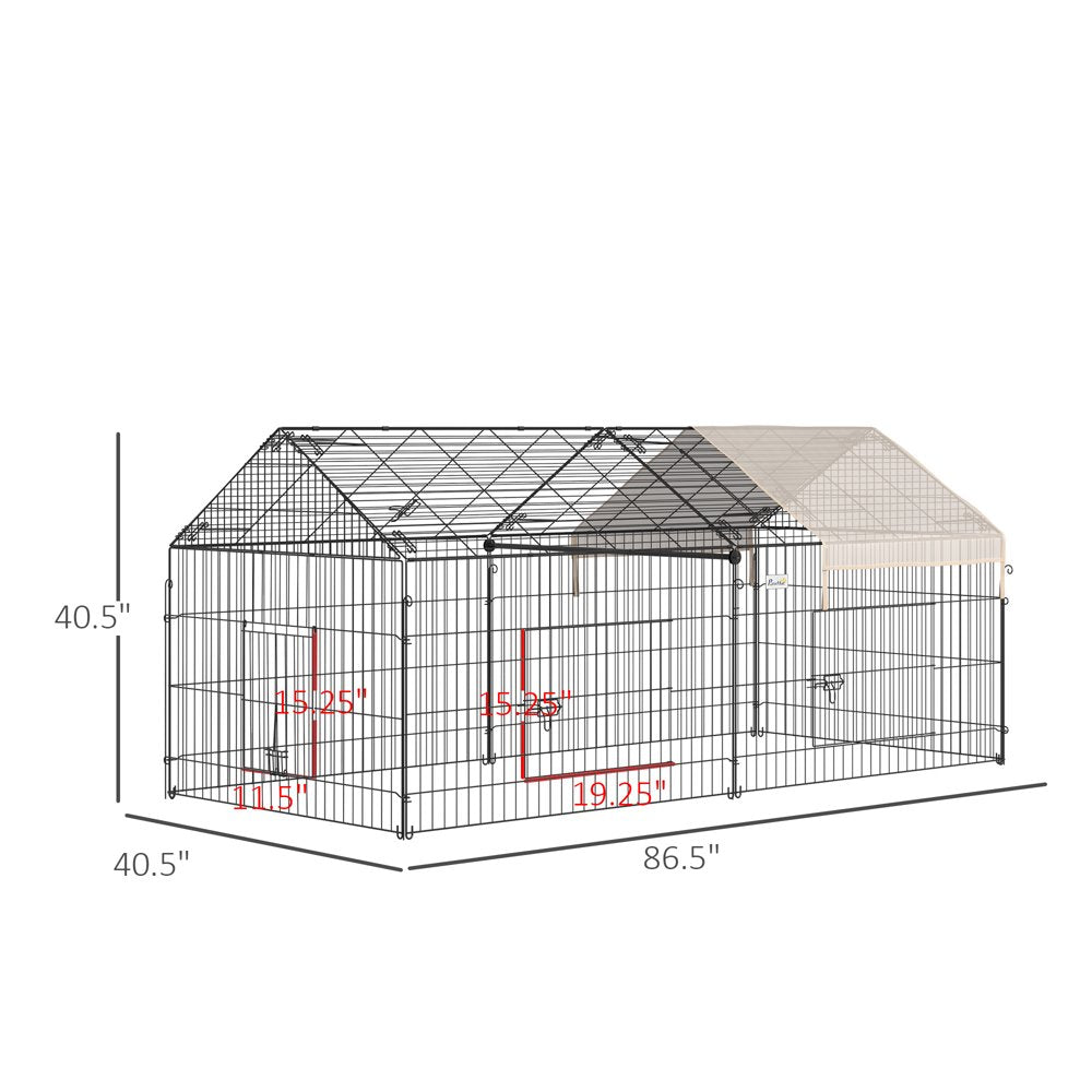 Pawhut Metal Pet Enclosure Small Animal Playpen Run, Black & White, 87" X 41" Animals & Pet Supplies > Pet Supplies > Dog Supplies > Dog Kennels & Runs Pawhut   