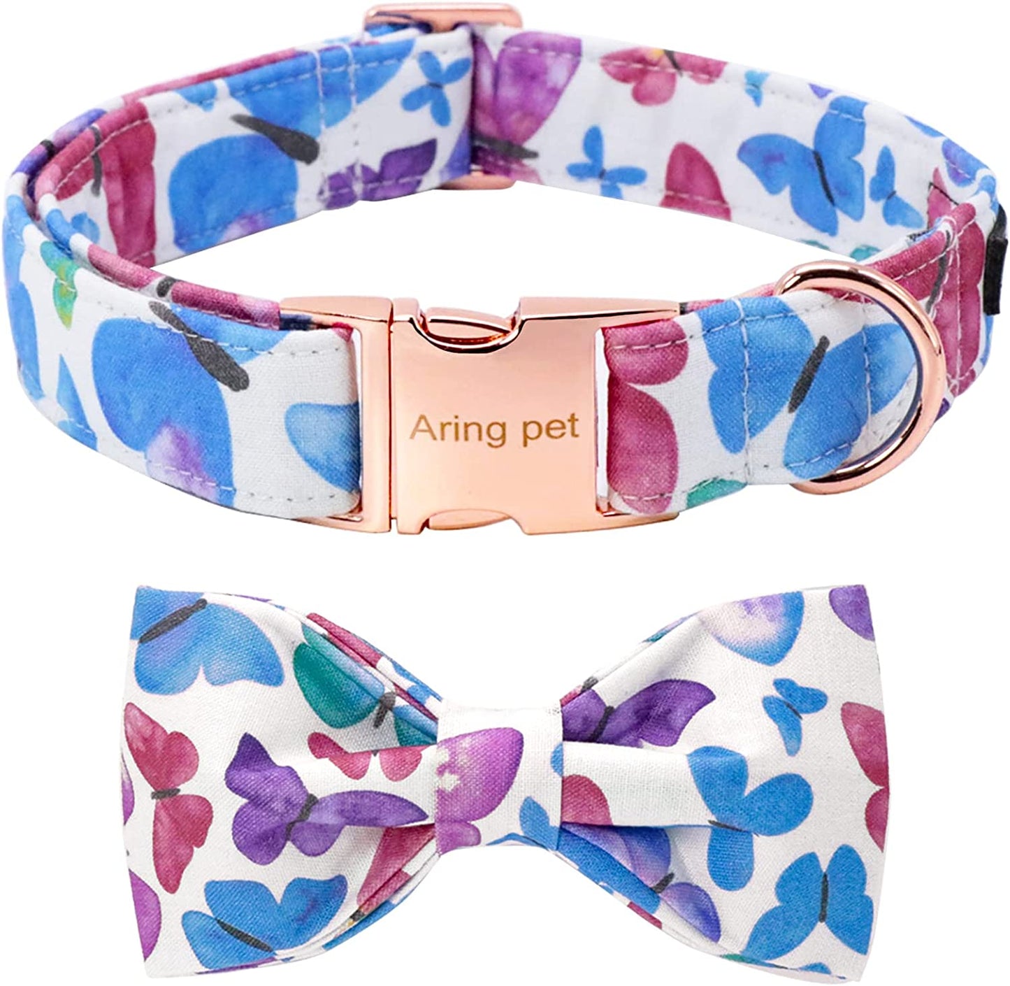 ARING PET Dog Collar with Detachable Bow, Adorable Bowtie Dog Collars, Adjustable & Comfortable Soft Collar Gift for Small Medium Large and Boy Girl Dogs. Animals & Pet Supplies > Pet Supplies > Dog Supplies > Dog Apparel ARING PET Butterfly XL 