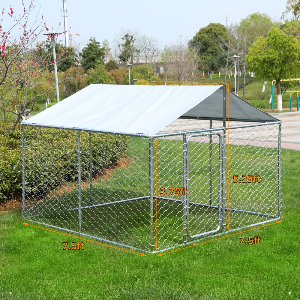 Outside Dog Kennels Playpen for Dogs Outdoor Dog Fence with Water-Roof Cover for Backyard Dog Run House