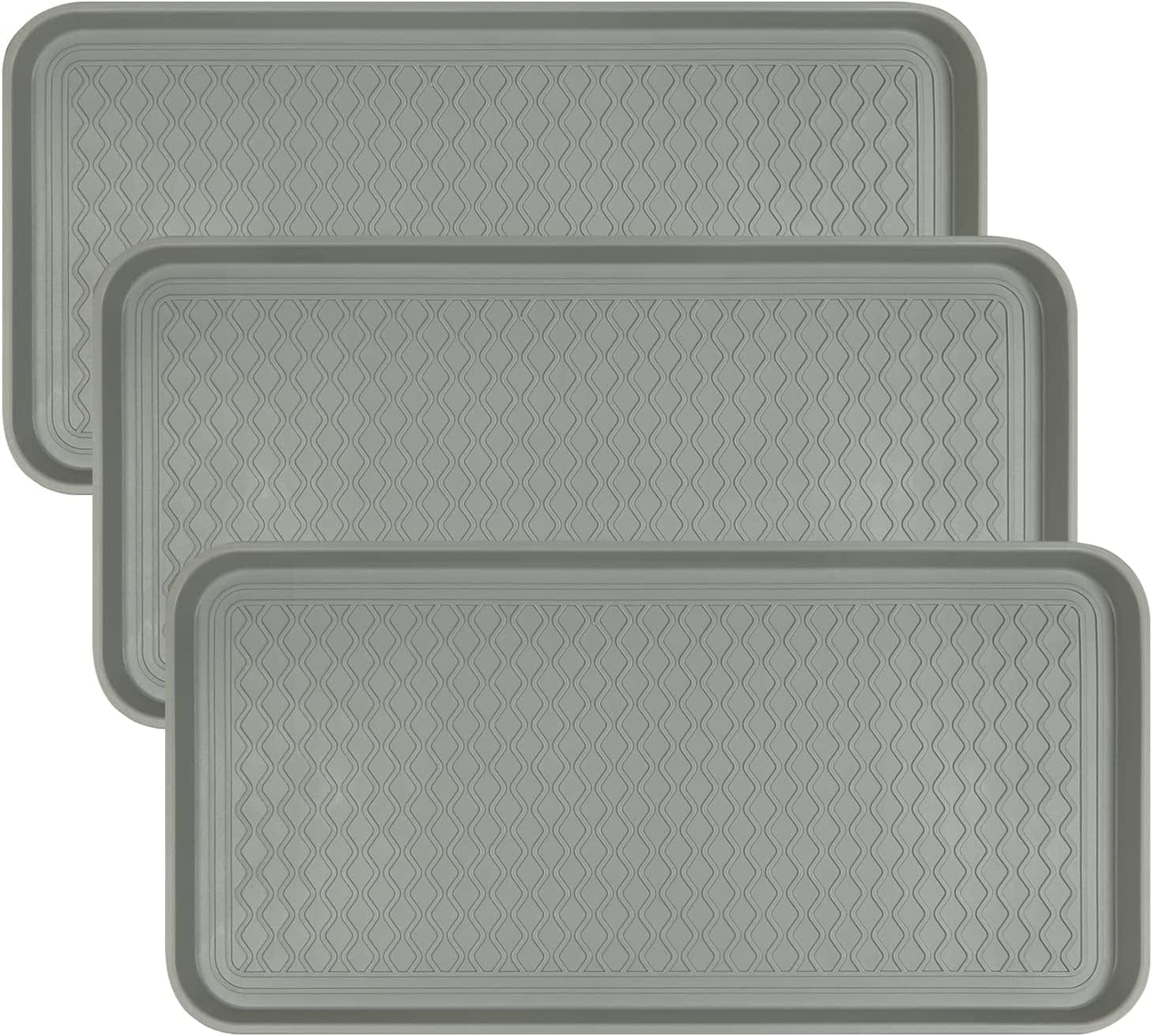 Falflor Set of 3 Boot Trays for Entryway 30"×15" Indoor Outdoor Non Slip Plastic Shoe Mats Waterproof Dog Pet Bowl Mats Multi-Purpose Tray for Boots Shoes Pets Garden(Grey) Animals & Pet Supplies > Pet Supplies > Dog Supplies > Dog Apparel Falflor Grey 30"×15" 