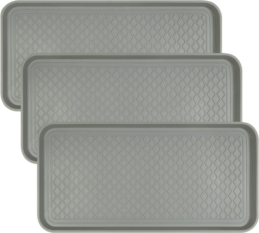 Falflor Set of 3 Boot Trays for Entryway 30"×15" Indoor Outdoor Non Slip Plastic Shoe Mats Waterproof Dog Pet Bowl Mats Multi-Purpose Tray for Boots Shoes Pets Garden(Grey) Animals & Pet Supplies > Pet Supplies > Dog Supplies > Dog Apparel Falflor Grey 30"×15" 