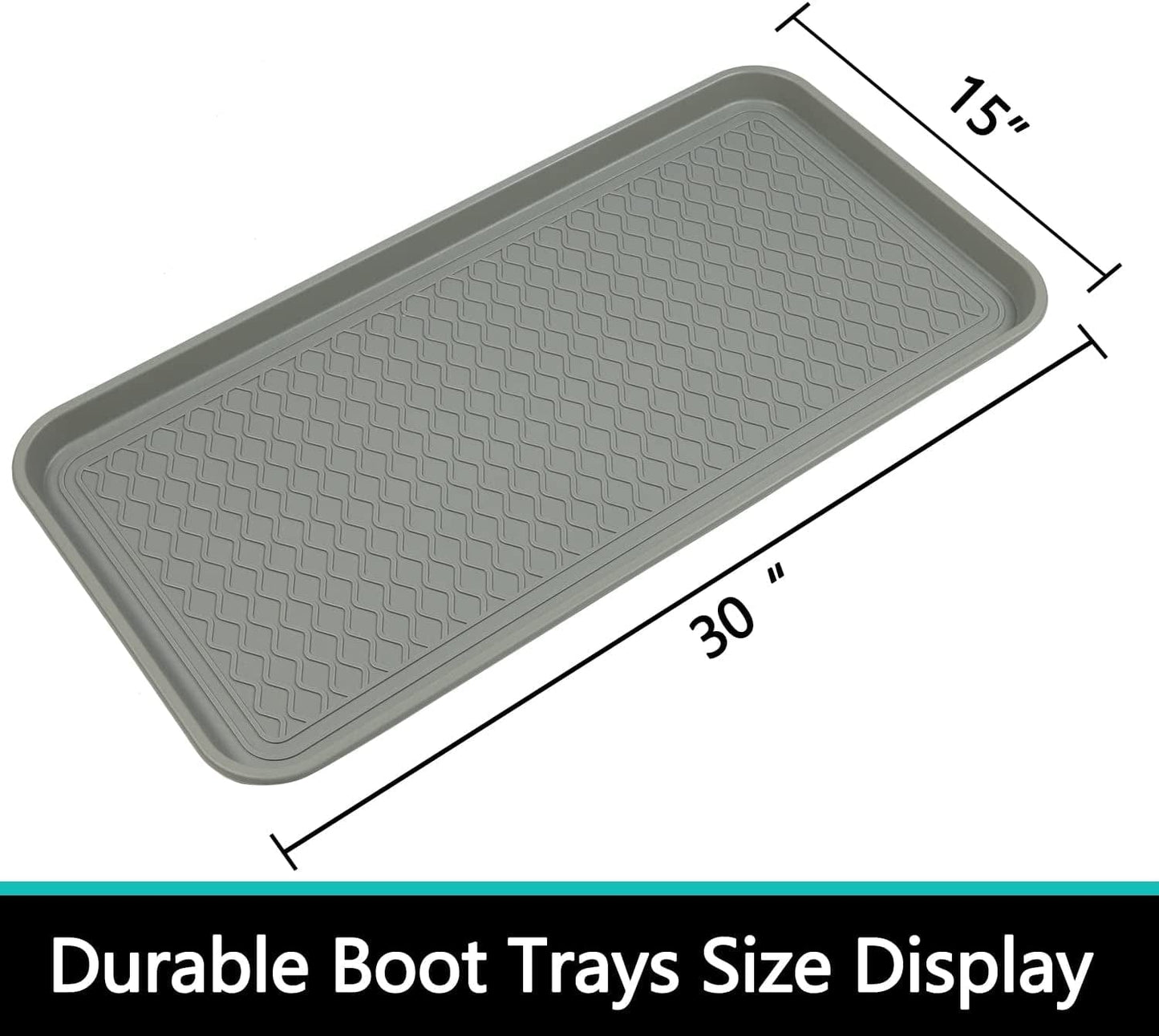 Falflor Set of 3 Boot Trays for Entryway 30"×15" Indoor Outdoor Non Slip Plastic Shoe Mats Waterproof Dog Pet Bowl Mats Multi-Purpose Tray for Boots Shoes Pets Garden(Grey) Animals & Pet Supplies > Pet Supplies > Dog Supplies > Dog Apparel Falflor   
