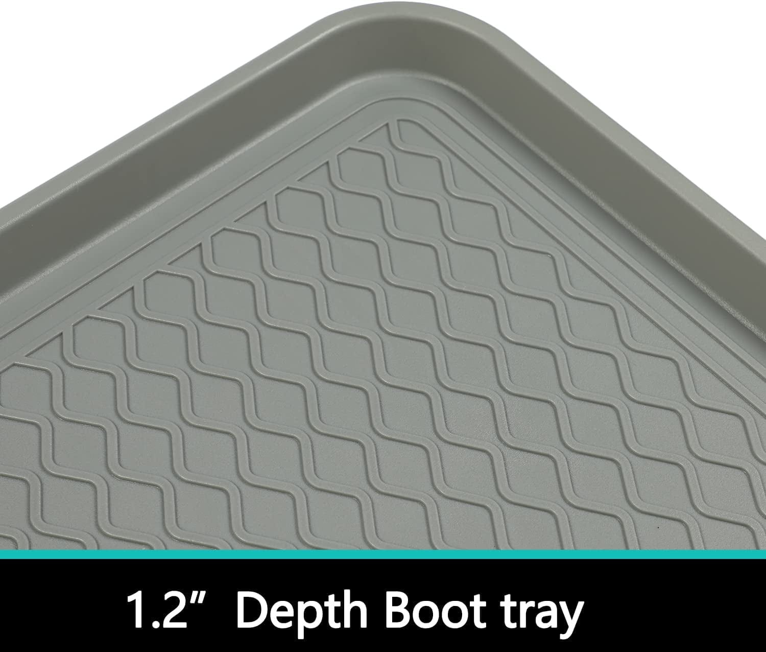 Falflor Set of 3 Boot Trays for Entryway 30"×15" Indoor Outdoor Non Slip Plastic Shoe Mats Waterproof Dog Pet Bowl Mats Multi-Purpose Tray for Boots Shoes Pets Garden(Grey) Animals & Pet Supplies > Pet Supplies > Dog Supplies > Dog Apparel Falflor   