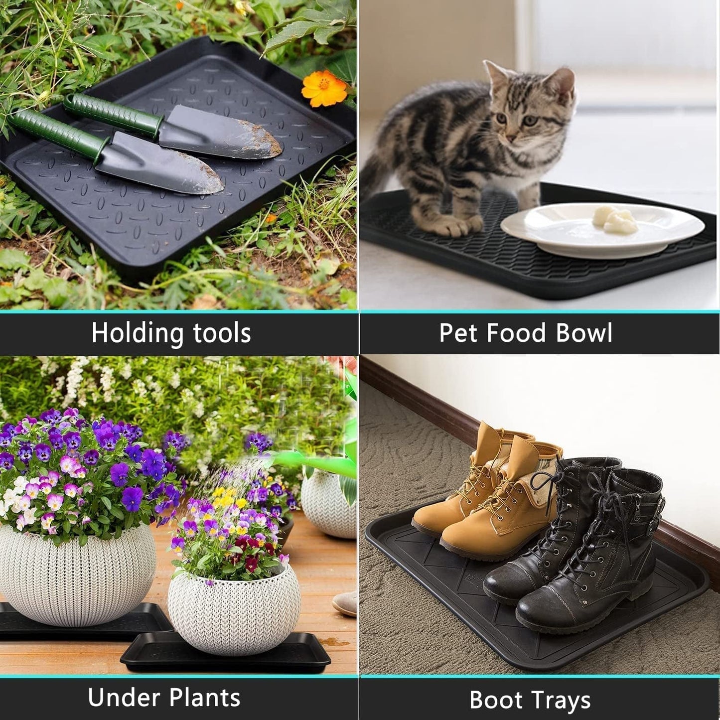 Falflor Set of 3 Boot Trays for Entryway 30"×15" Indoor Outdoor Non Slip Plastic Shoe Mats Waterproof Dog Pet Bowl Mats Multi-Purpose Tray for Boots Shoes Pets Garden(Grey) Animals & Pet Supplies > Pet Supplies > Dog Supplies > Dog Apparel Falflor   