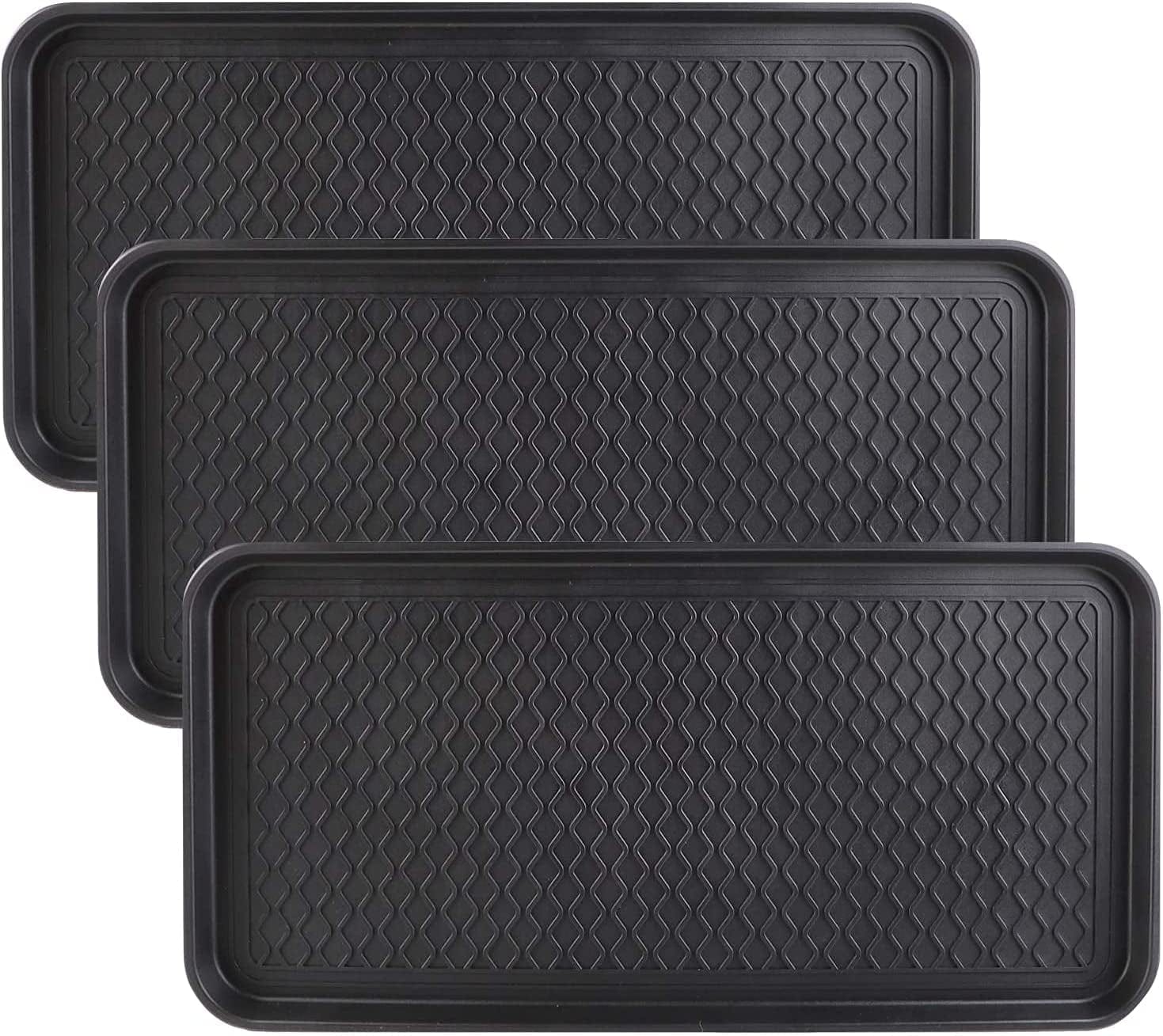 Falflor Set of 3 Boot Trays for Entryway 30"×15" Indoor Outdoor Non Slip Plastic Shoe Mats Waterproof Dog Pet Bowl Mats Multi-Purpose Tray for Boots Shoes Pets Garden(Grey) Animals & Pet Supplies > Pet Supplies > Dog Supplies > Dog Apparel Falflor B 30"×15" 