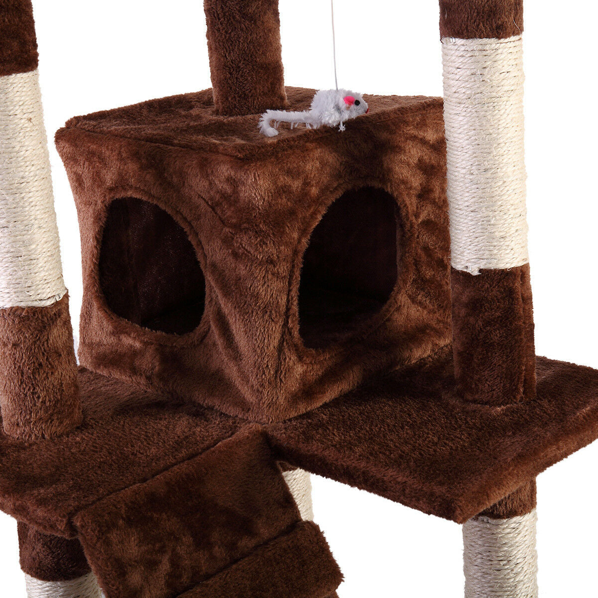 Topcobe 67" Large Cat Tree with Sisal-Covered Scratching Post Condo, Big Multi-Level Cats Tower Furniture - for Kittens Pets Climb Scratch House Play Brown