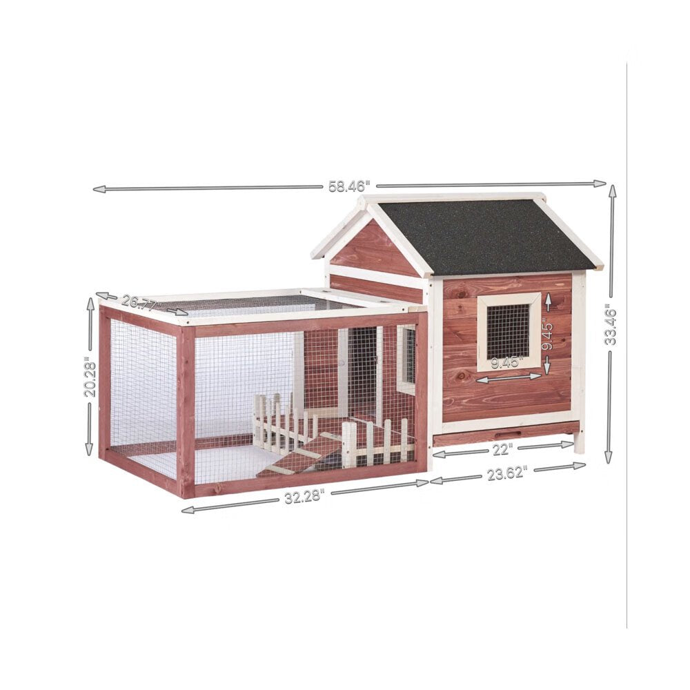 Fchunhe 55" Indoor Outdoor Rabbit Hutch,Small Animal Houses & Habitats, Bunny Cage with Removable Tray, Single Level Guinea Pig Hamster Hutch Animals & Pet Supplies > Pet Supplies > Small Animal Supplies > Small Animal Habitats & Cages Fchunhe   