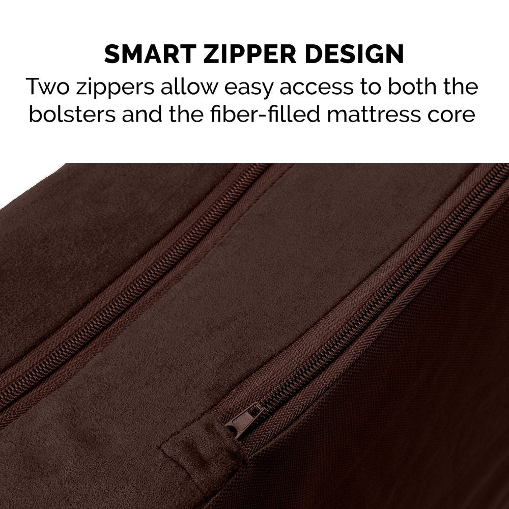 Furhaven Pet Products | Faux Fur & Suede Chaise Lounge Pillow Sofa-Style Pet Bed for Dogs & Cats, Espresso, Jumbo Animals & Pet Supplies > Pet Supplies > Cat Supplies > Cat Beds FurHaven Pet   