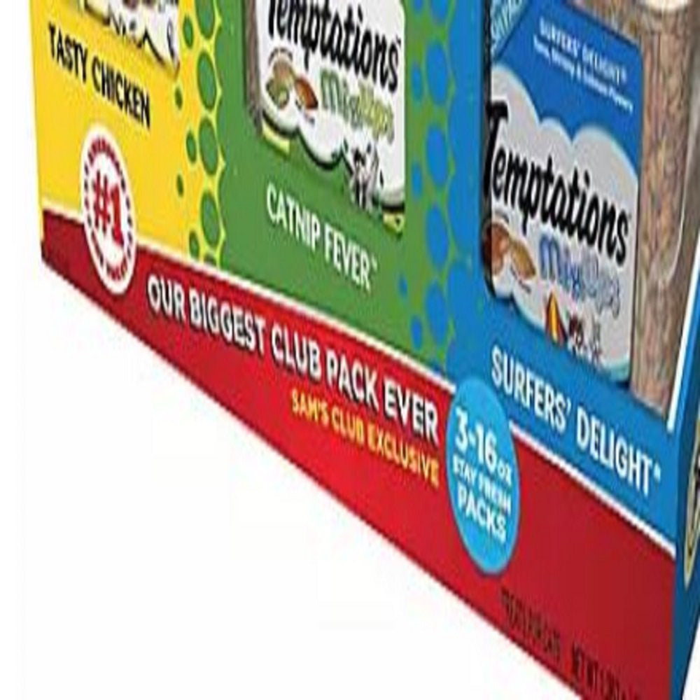 Temptations Cat Treats in Tasty Chicken, Catnip Fever, and Surfers' Delight 3 Lb Club Pack (3 Flavors, 1 Lb. Canisters) Animals & Pet Supplies > Pet Supplies > Cat Supplies > Cat Treats Temptations   