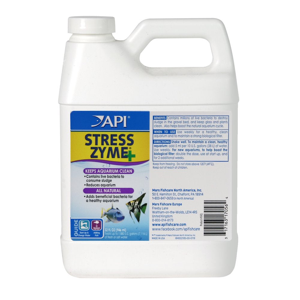 API Stress Zyme, Freshwater and Saltwater Aquarium Cleaning Solution, 32 Oz Animals & Pet Supplies > Pet Supplies > Fish Supplies > Aquarium Cleaning Supplies Mars Fishcare   