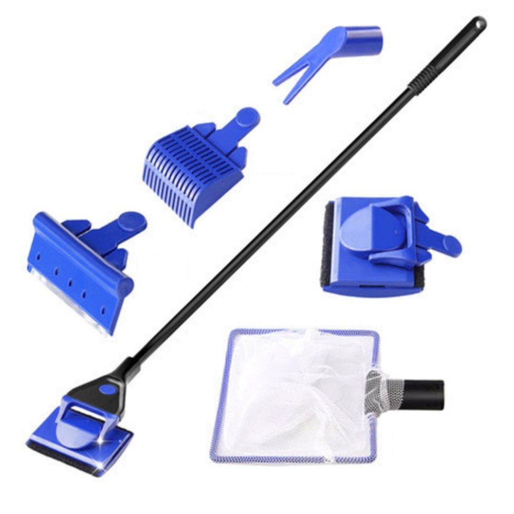 SPRING PARK 5 in 1 Complete Aquarium Fish Tank Cleaning Set Fish Net + Sand Rake + Seaweed Brush+ Water Grass Clip+ Cylinder Brush Glass Aquarium Cleaner Tool Kit Animals & Pet Supplies > Pet Supplies > Fish Supplies > Aquarium Fish Nets SPRING PARK   