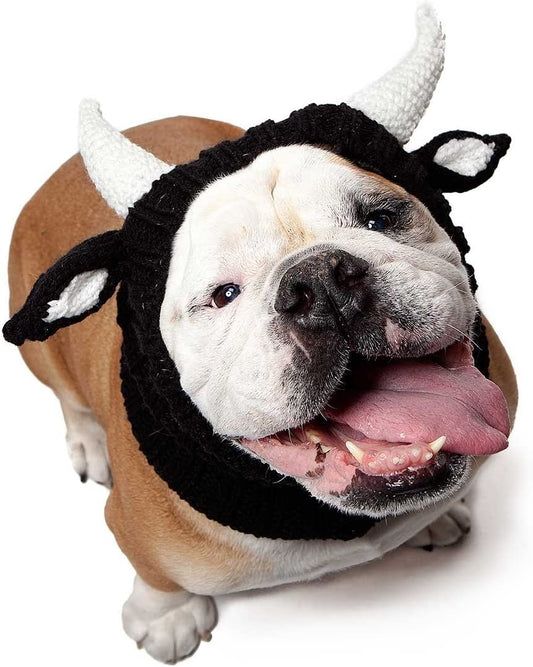 Zoo Snoods Bull Dog Costume, Large - Warm No Flap Ear Wrap Hood for Pets, Dog Outfit with Horns for Winters, Halloween, Christmas & New Year, Soft Yarn Ear Covers Animals & Pet Supplies > Pet Supplies > Dog Supplies > Dog Apparel Zoo Snoods 1 Large 